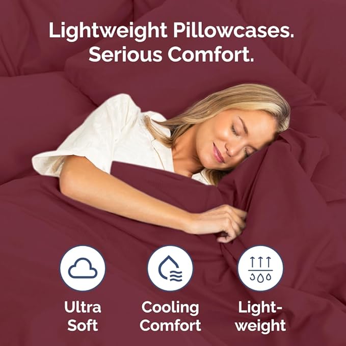 Queen Pillow Cases Set of 4 - Ultra Soft Hotel Quality Pillowcase Covers - Comfy, Cozy & Wrinkle Free - Shrinkage, Stain & Fade Resistant - Machine Washable Pillow Protectors - 4 Piece Set - Burgundy