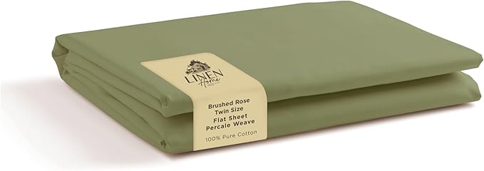Linen Home 100% Cotton Percale 1 Flat Sheet, Twin Size by LINENHOME