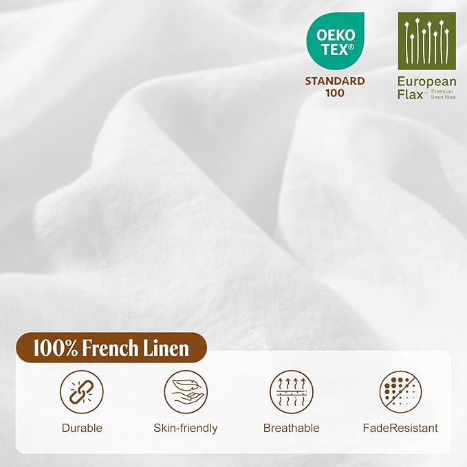 LBRO2M 100% France Linen Duvet Cover Set Full Size 3 Pcs Natural Flax Comforter - Image 3