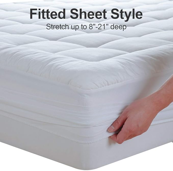 EASELAND Full XL Mattress Pad Pillow Top Mattress Cover Quilted Fitted Mattress - Image 6