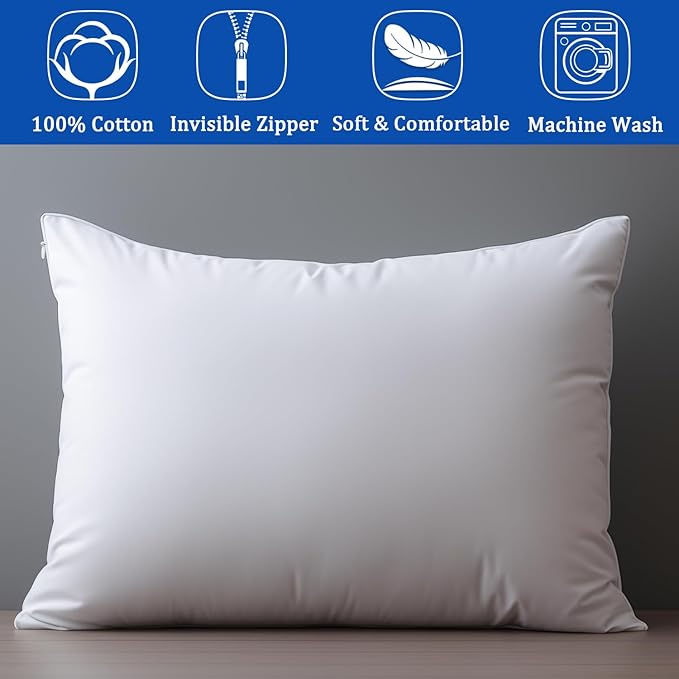 Precoco White Pillow Cases Queen Size Set of 4 | 100% Cotton Pillowcases - Image 6