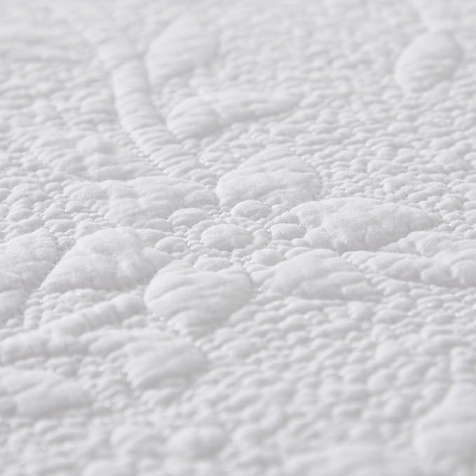 Brandream White Quilt Set King Size Quilt Bedding Set Cotton Luxury Matelasse - Image 9