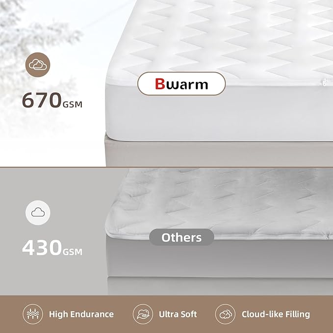 Bwarm Premium Multi-Zone Electric Heated Mattress Pad King Size, Dual - Image 8