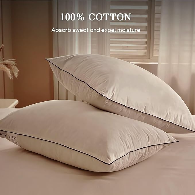 BHZ King Size Pillows Set of 4 Feather Down Hotel My King Pillows Bed Goose - Image 5