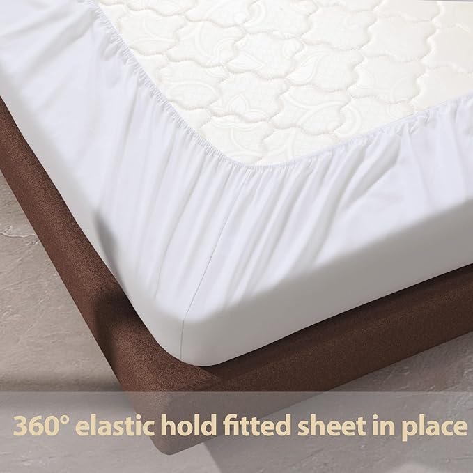 100% Egyptian Cotton Fitted Sheet Queen Size White, 600 Thread Count, 8-16" - Image 6
