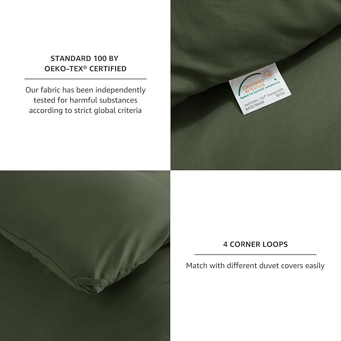 CozyLux Full Size Comforter Set Dark Green, 3 Pieces Solid Breathable Quilted - Image 4
