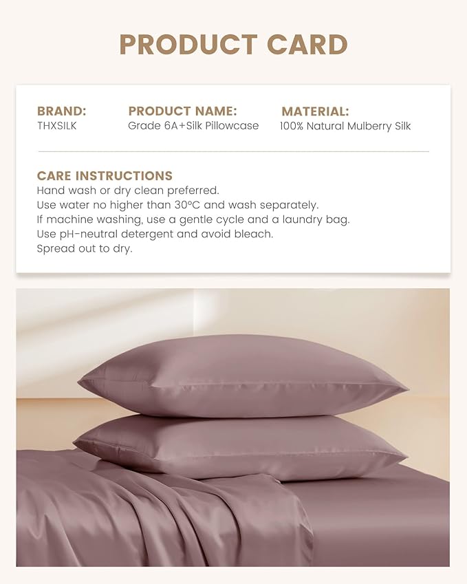 THXSILK Natural 100% Mulberry Silk Pillowcase - Image 8