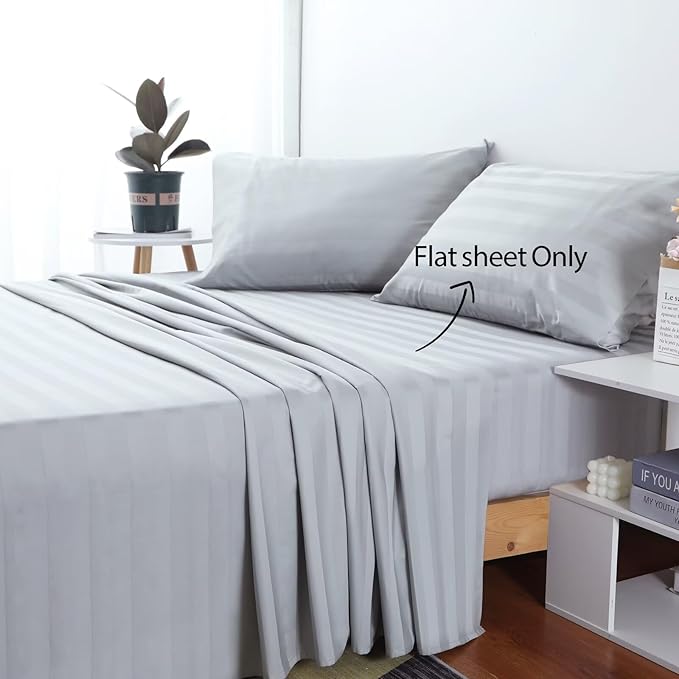 2-Pack Cotton Twin Flat Sheet Only, 600 Thread Count 100% Egyptian Cotton Top - Image 2