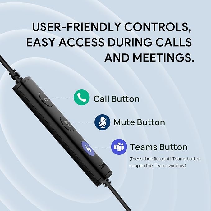 Yealink UH34 USB Headset with Mic,Stereo Wired Headphones with Noise Cancelling Microphone,Professional Work Headset VoIP Phone PC Computer Call Center Office(Ultra Light)-DeskoryOffice