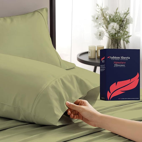 100% Egyptian Cotton Pillow Cases King Size Set of 2 by AshtonSheets