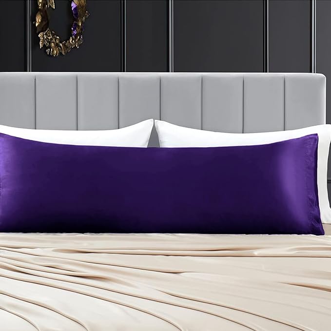 Aormenzy Satin Body Pillow Cover Set of 2, 20x54 Inches Purple Body Pillow Case - Image 7