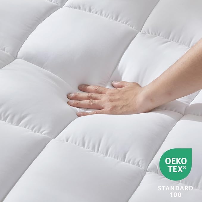CozyLux King Size Mattress Pad Pillow Top Cotton Cooling Mattress Topper 8-21" - Image 5