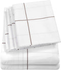 Queen Sheets Window Pane White by SweetHomeCollection