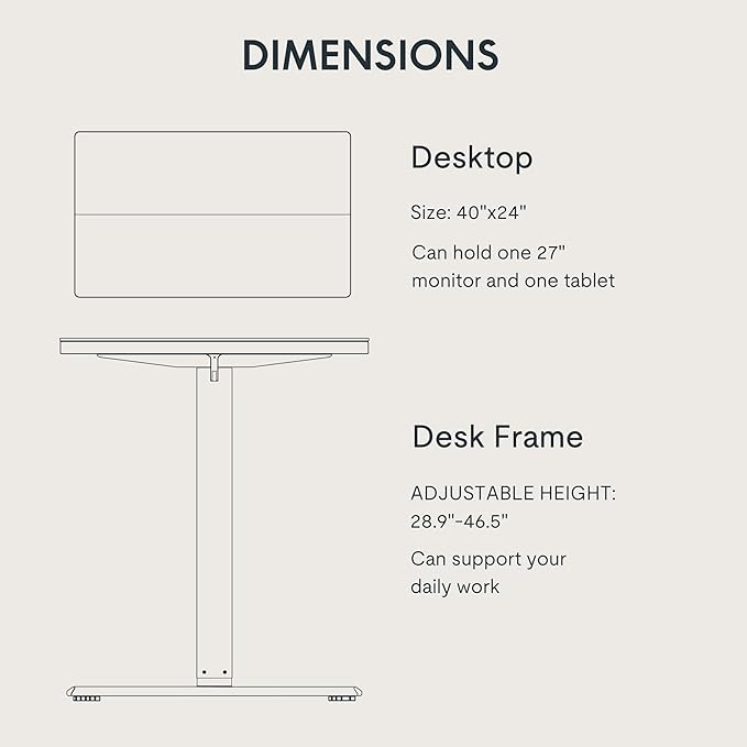 FLEXISPOT Standing Desk Electric Height Adjustable Desk with 40 x 24 Inch Splice Board, Home Office Computer Workstation, White Top + White Frame-DeskoryOffice