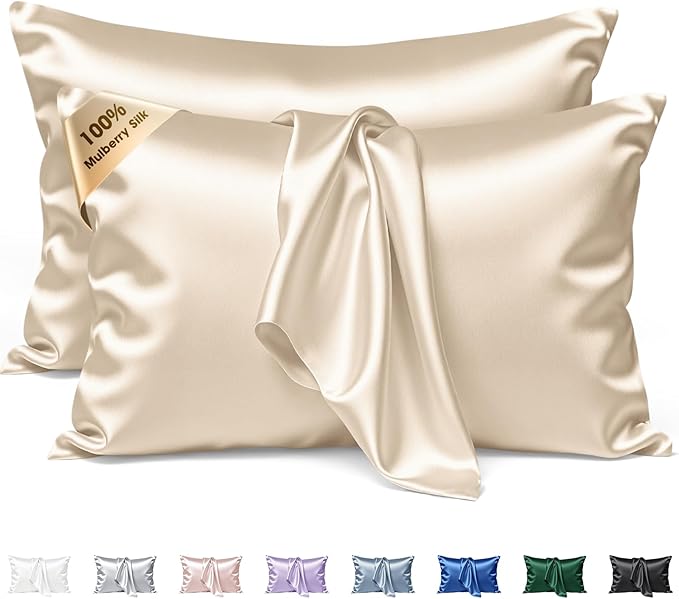Silk Pillow Cases 2 Pack Queen Size Mulberry Silk Pillowcase Set of 2 by BRINGYOUTHEBEST