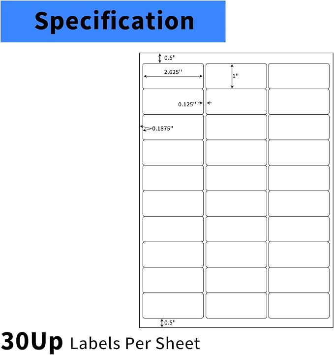 1" x2-5/8 Shipping Address Labels, Blank Mailing Labels, 30-UP White Self-Adhesive Name Tag Stickers for Inkjet and Laser Printer [500 Sheet 15000 Labels]-DeskoryOffice