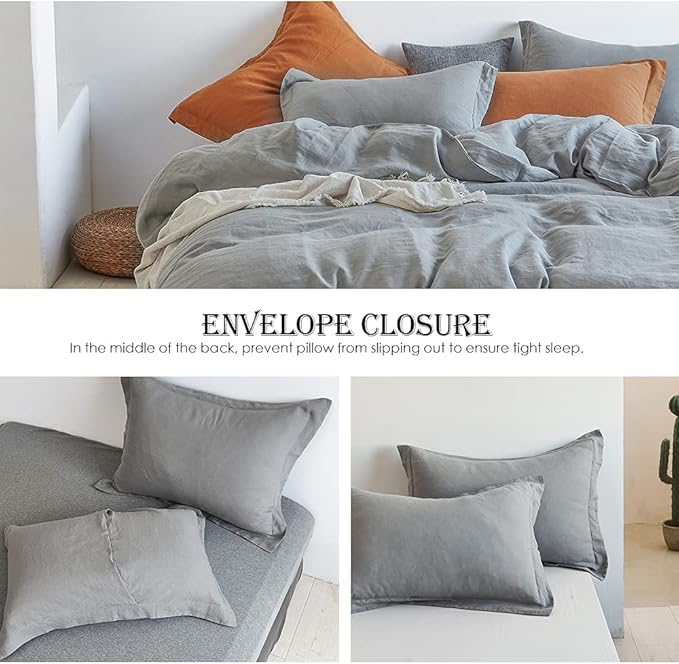 Simple&Opulence 100% Linen Duvet Cover Set 2pcs Basic Style Natural French - Image 4