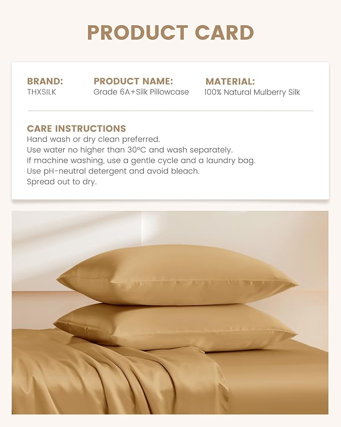 THXSILK Silk Pillowcase for Hair and Skin, 100% Mulberry Silk Bed Pillowcase - Image 8