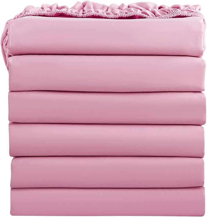 FreshCulture King Fitted Sheets, Bulk Pack of 6, Deep Pocket, Soft Microfiber by FreshCulture