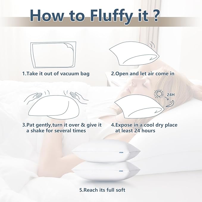 CozyLux Pillows Standard Size Set of 4, Hotel Quality Bed Pillows - Image 6