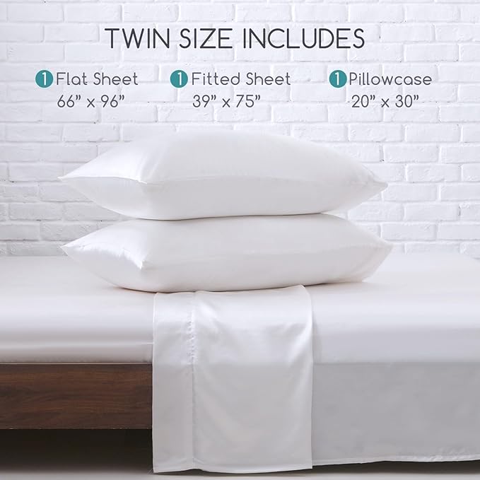 MR&HM Satin Bed Sheets, Twin Size Sheets Set - Image 7