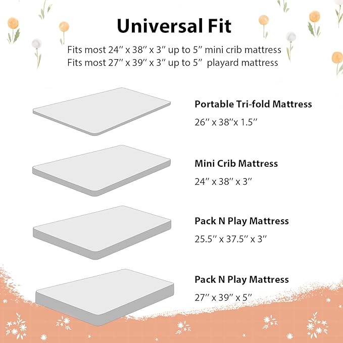 Baby Mini Crib Sheets Girl, Portable 38”x26” Pack and Play Sheets Fitted - Image 8