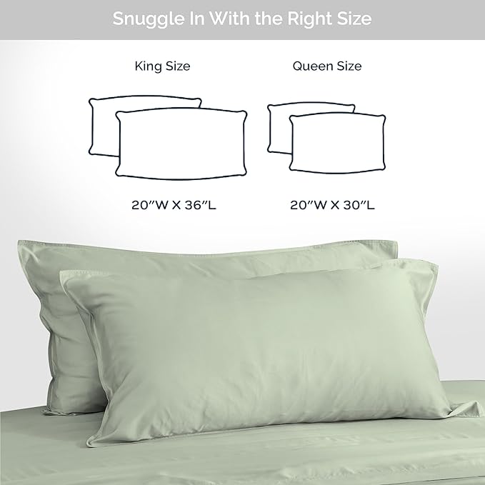 Pillow Cases Queen Size Set of 2 Pillowcases 100% Viscose from Bamboo Cooling - Image 6