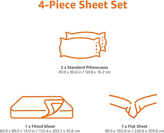 Amazon Basics Lightweight Breathable Super Soft Microfiber 4-Piece Bed Sheet Set - Image 7