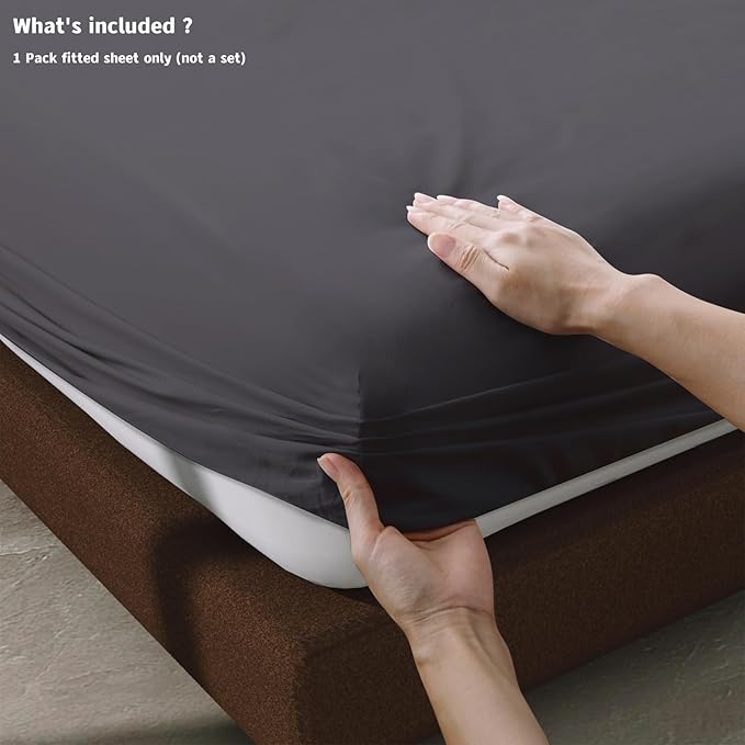 100% Egyptian Cotton Fitted Sheet King Size, 600 Thread Count, Soft & Elastic - Image 4