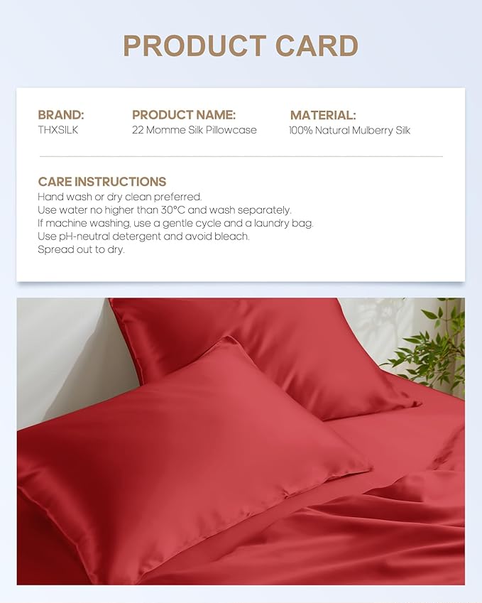 THXSILK Set of 2 100% Pure Mulberry Silk Pillowcases - Image 8
