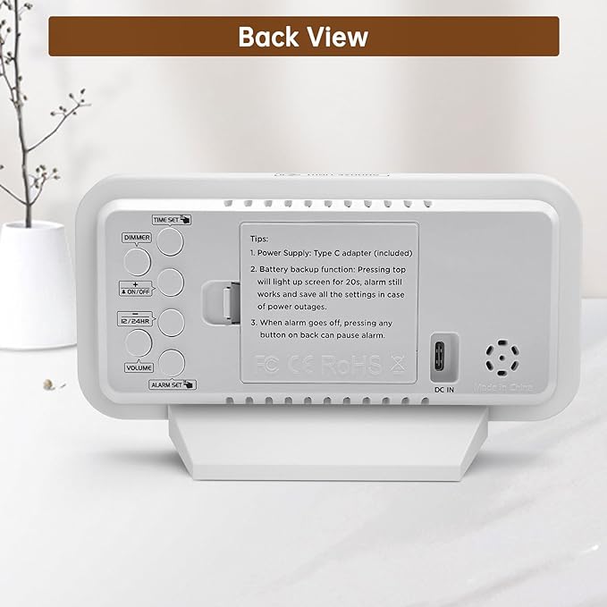 Peakeep Slim Digital Mirror Aesthetic Alarm Clock - Image 7