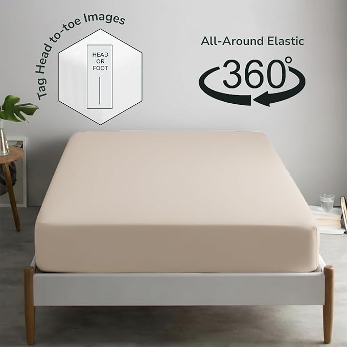 Feather & Stitch Fitted Bottom Sheet Only Twin Size 500 TC-1 Piece 100% Cotton - Image 4