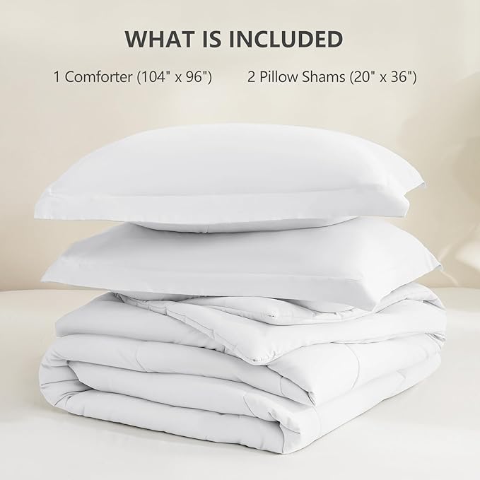 CozyLux California King Comforter Set White - Image 6