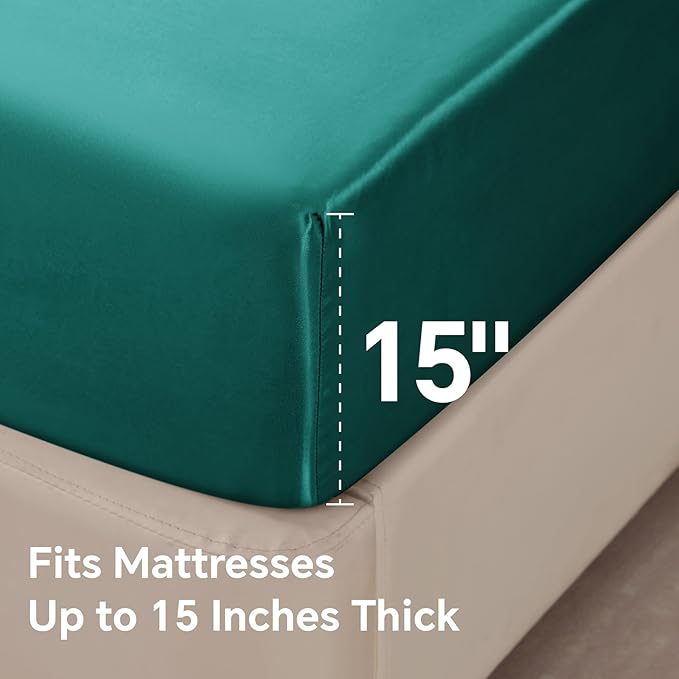 BEDELITE Satin Fitted Sheet and Pillowcase Set, Luxury Soft Similar to Silk - Image 5