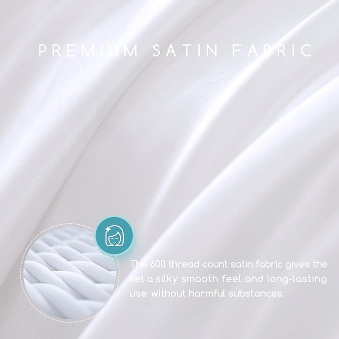 MR&HM Satin Bed Sheets, Queen Size Sheets Set - Image 2