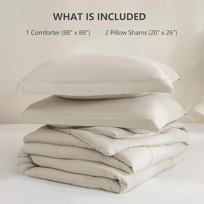 CozyLux Queen Size Comforter Sets Beige - Image 6