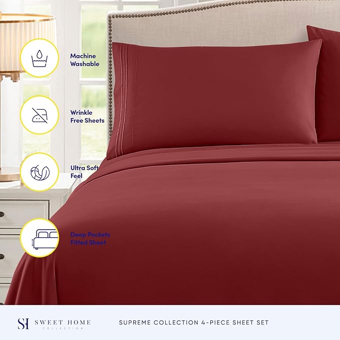 Twin XL Sheets - Breathable Luxury Sheets - 1800 Supreme Collection Extra Soft - Image 2