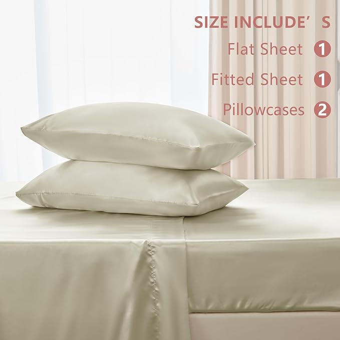 CozyLux Satin Sheets Queen Size Bed Set - Image 6