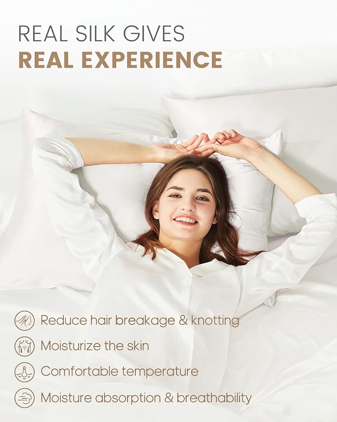 THXSILK Set of 2 100% Pure Mulberry Silk Pillowcases - Image 3