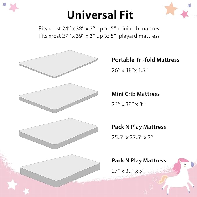 Baby Mini Crib Sheets Girl, Portable 38”x26” Pack and Play Sheets Fitted - Image 8