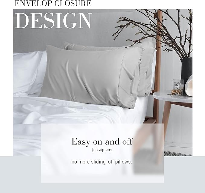 WishSmile Cooling Queen Pillowcases Set of 2 Breathable Cool Silky Soft Rayon - Image 5