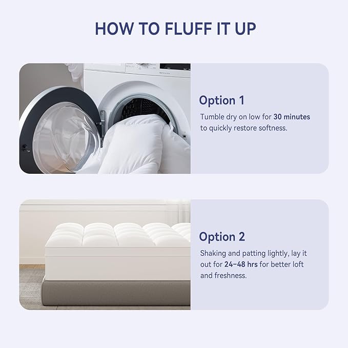 ELEMUSE King Mattress Topper for Back Pain, Extra Thick Mattress Pad Cover - Image 6