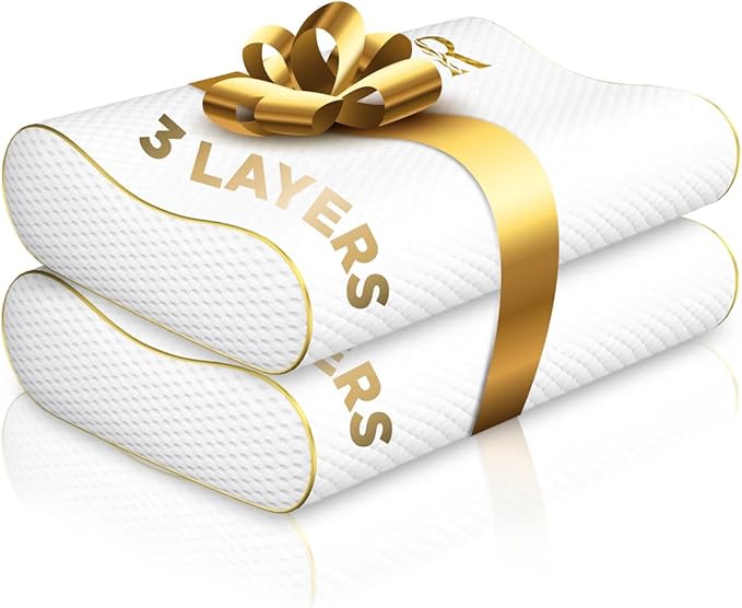 Memory Foam Pillow, Pillow for Neck and Shoulder Pain, Side Sleeper Pillow for by ROYALTHERAPY