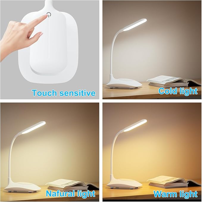 LED Desk Lamp Wireless Charging Desk Lamp with Touch Control Dimmable Office Desk Light Eye-Caring Office Lamp with Adjustable Gooseneck Table Lamp, Reading Lamp Table Lamp for Bedroom Bedside Study-DeskoryOffice