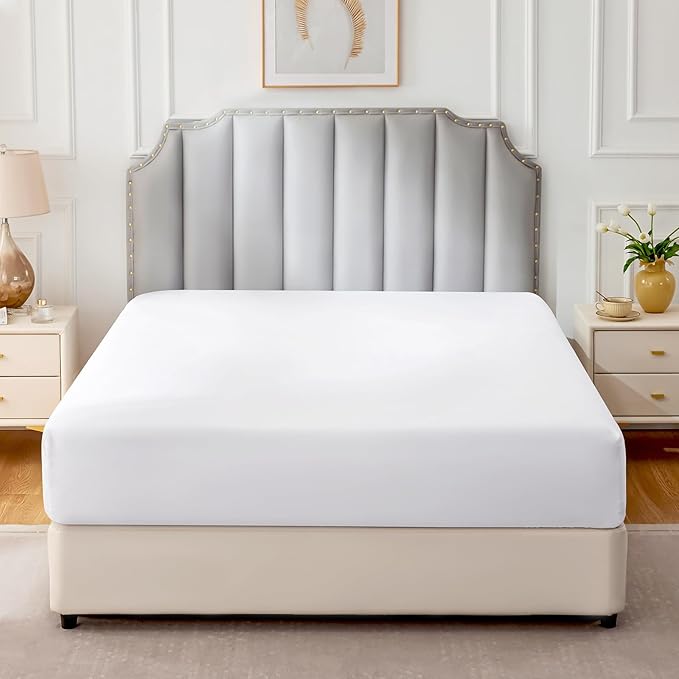 FreshCulture Pure Cotton Fitted Sheets Queen Size, 300 Thread Count Percale - Image 2