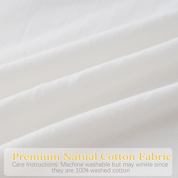 Vintage Off White Ruffle Euro Shams Shabby Farmhouse Pillow Cover 100% Washed - Image 7