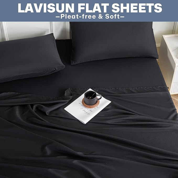 Lavisun King Flat Sheets 2 Pack, Hotel Quality Flat Bed Sheets, Brushed - Image 8
