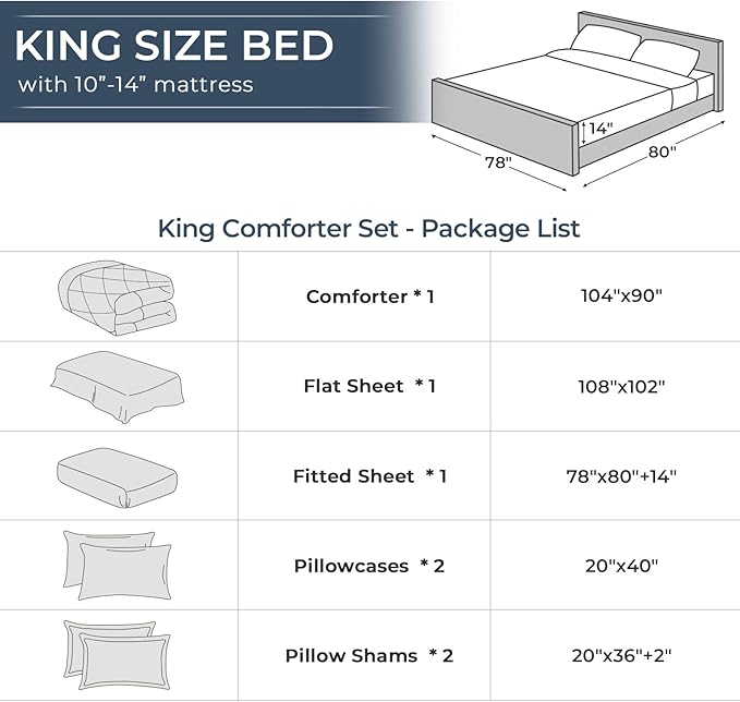 HEVUMYI Navy Blue King Comforter Set - Image 8