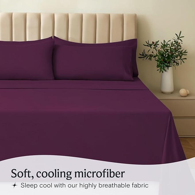 LuxClub 4 PC Queen Sheet Set, Deep Pockets Wrinkle Free Cooling Bed Sheets - Image 3