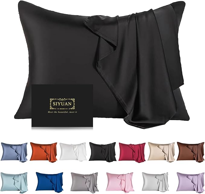 Mulberry Silk Pillowcase for Hair and Skin, Standard Size Cooling Silk Pillow by SIYUAN